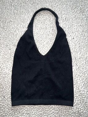 Urban Outfitters ribbed black halter crop top